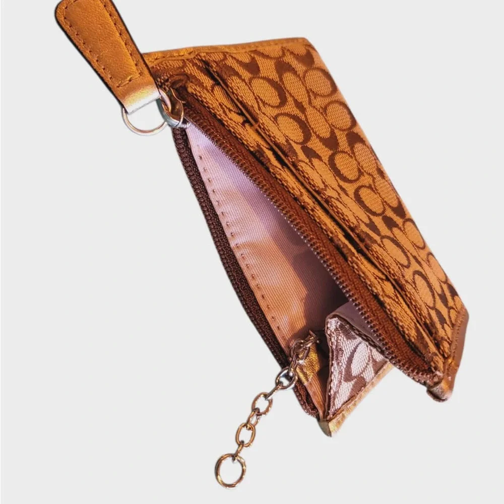 Coach Tan and Brown Signature Coin Purse - Picture 8 of 10